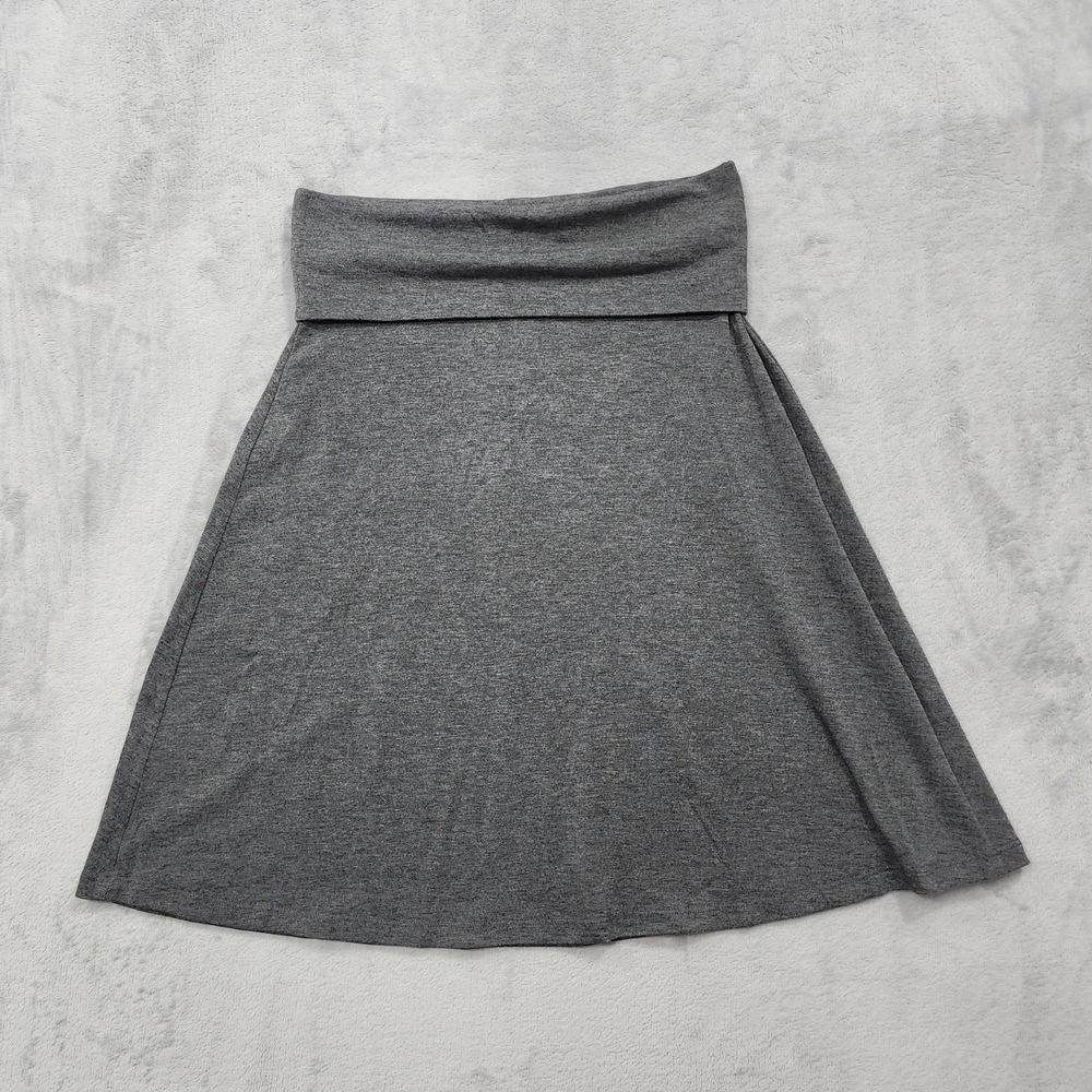 Old Navy Skirt Womens XS Gray Knit Rollover A-Line Knee Length Stretch Casual